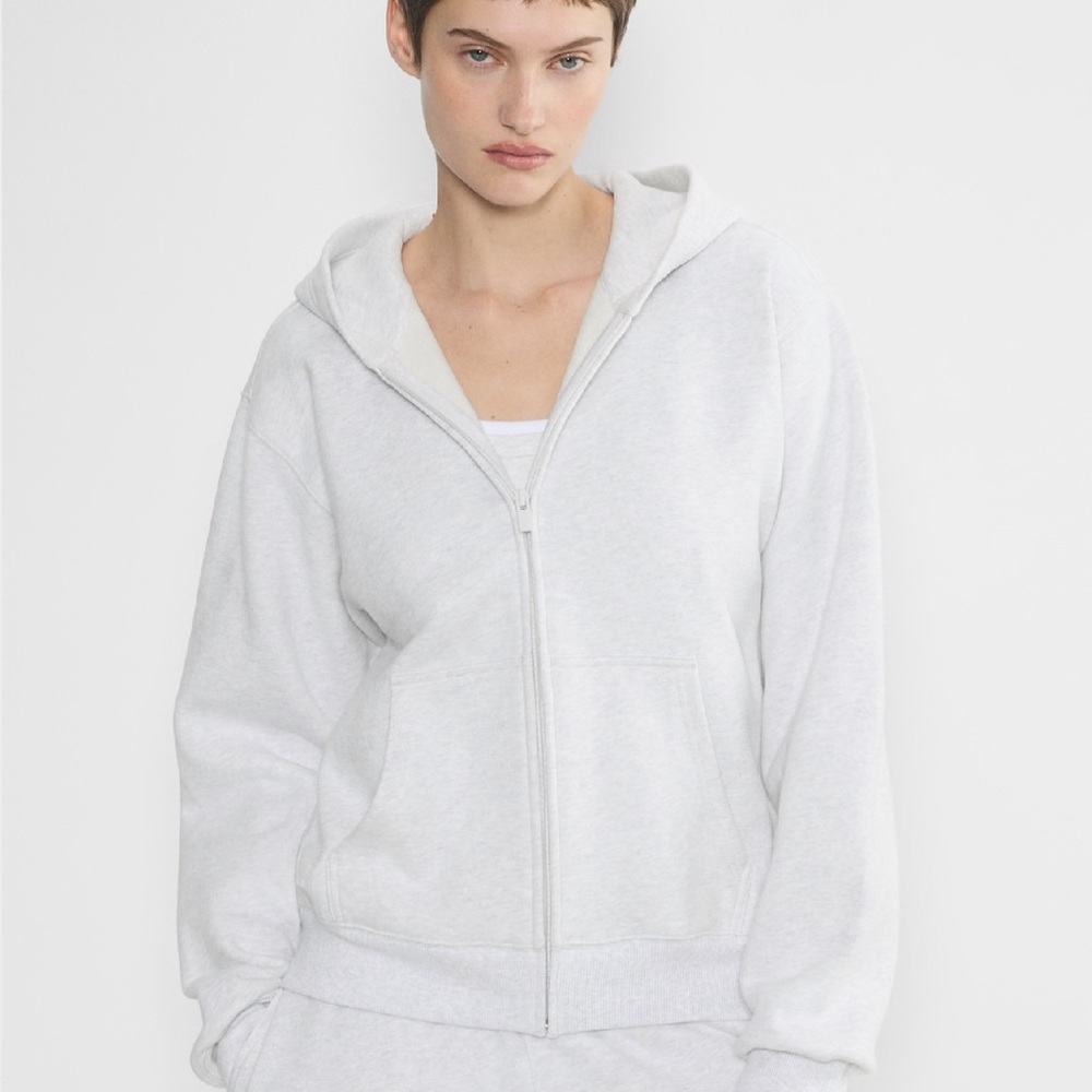 Women's White Zip-Up Hoodie